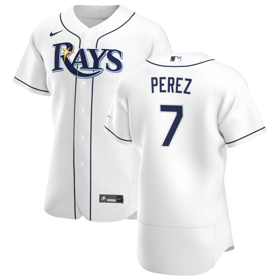 Tampa Bay Rays 7 Michael Perez Men Nike White Home 2020 Authentic Player MLB Jersey